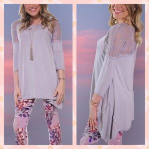 Lace Tunic in Soft Lilac with shark bite hem. LAST 1🔥